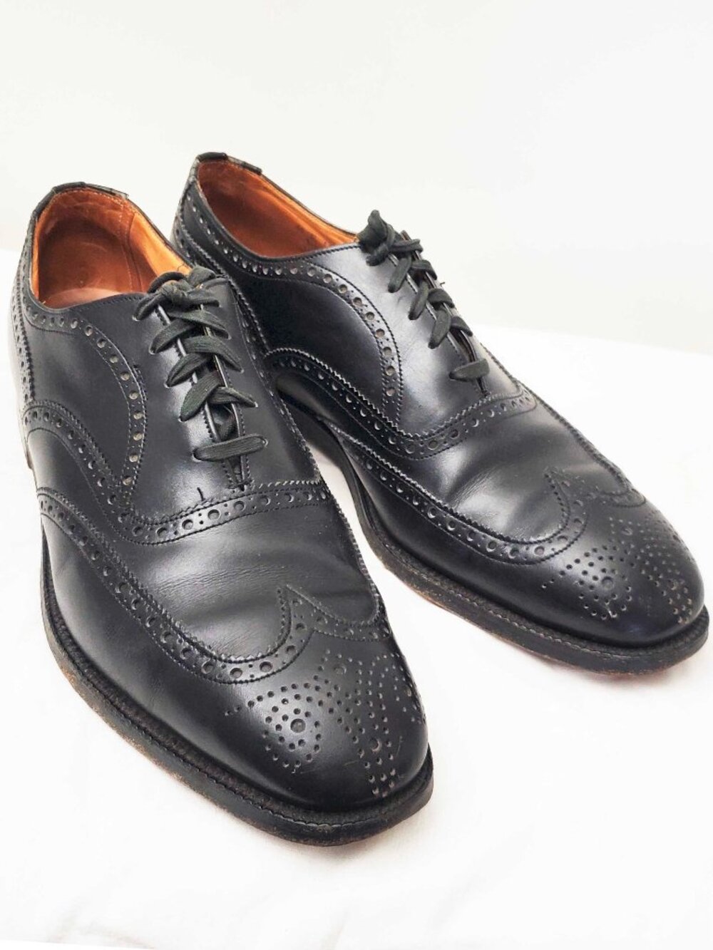 VTG Brooks Brothers Men's Black Wingtips Full Brogues Shoes. 41E. ENGLAND.